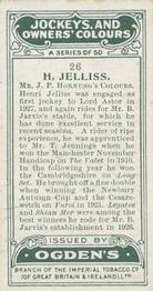 1927 Ogden's Jockeys and Owners' Colours #26 Henri Jelliss Back